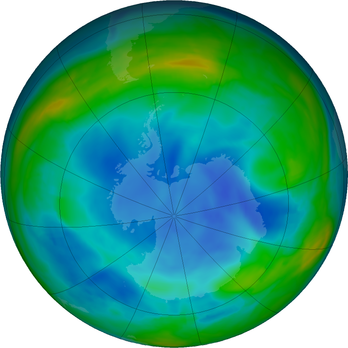Antarctic ozone map for 24 June 2023
